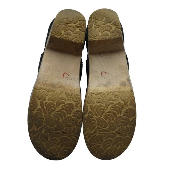 No. 6 Black Leather Wooden Heel Clog Buckle Ankle Boots Womens 38 US 7.5 - Picture 12 of 13